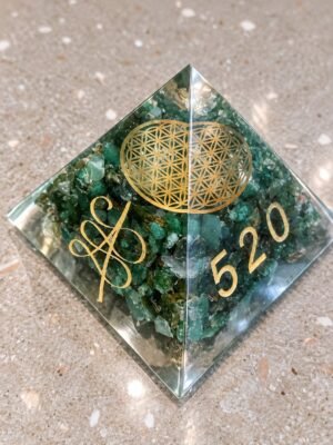 Green Aventurine Jade Pyramid with Zibu Symbols