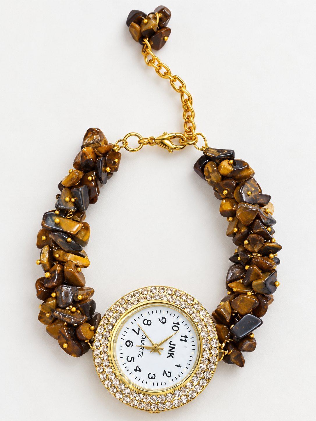 Pyrite raw stone bracelet with watch
