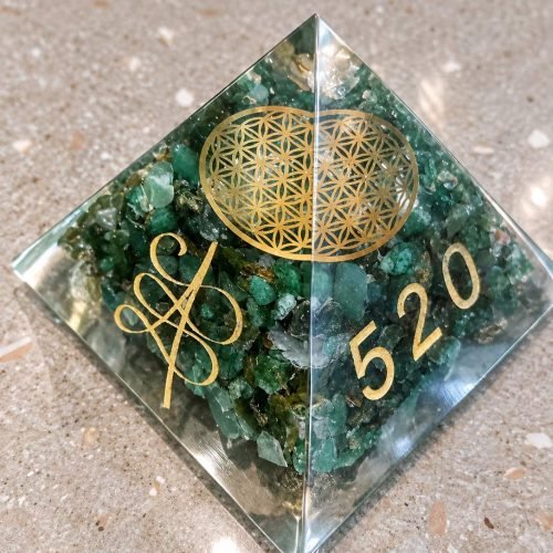 Green Aventurine Jade Pyramid with Zibu Symbols