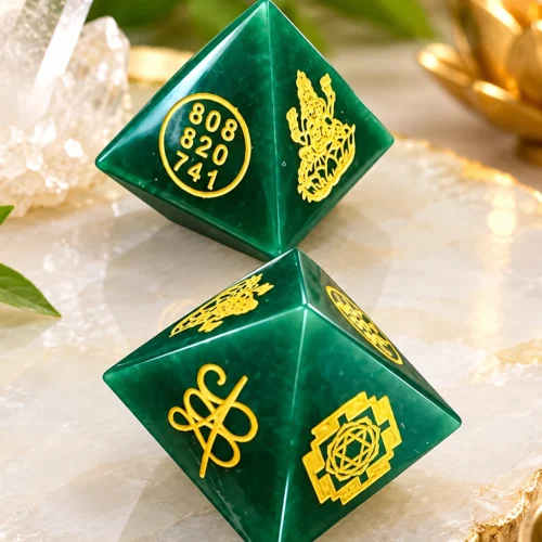 Green Jade Pyramid with Lakshmi, shreeyantra